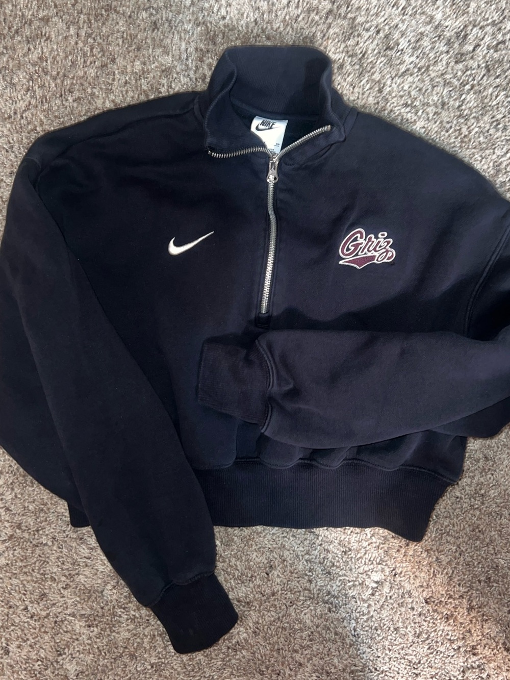 Nike Montana Grizzlies Missoula Black Quarter-Zip Cropped Sweatshirt Thick Small